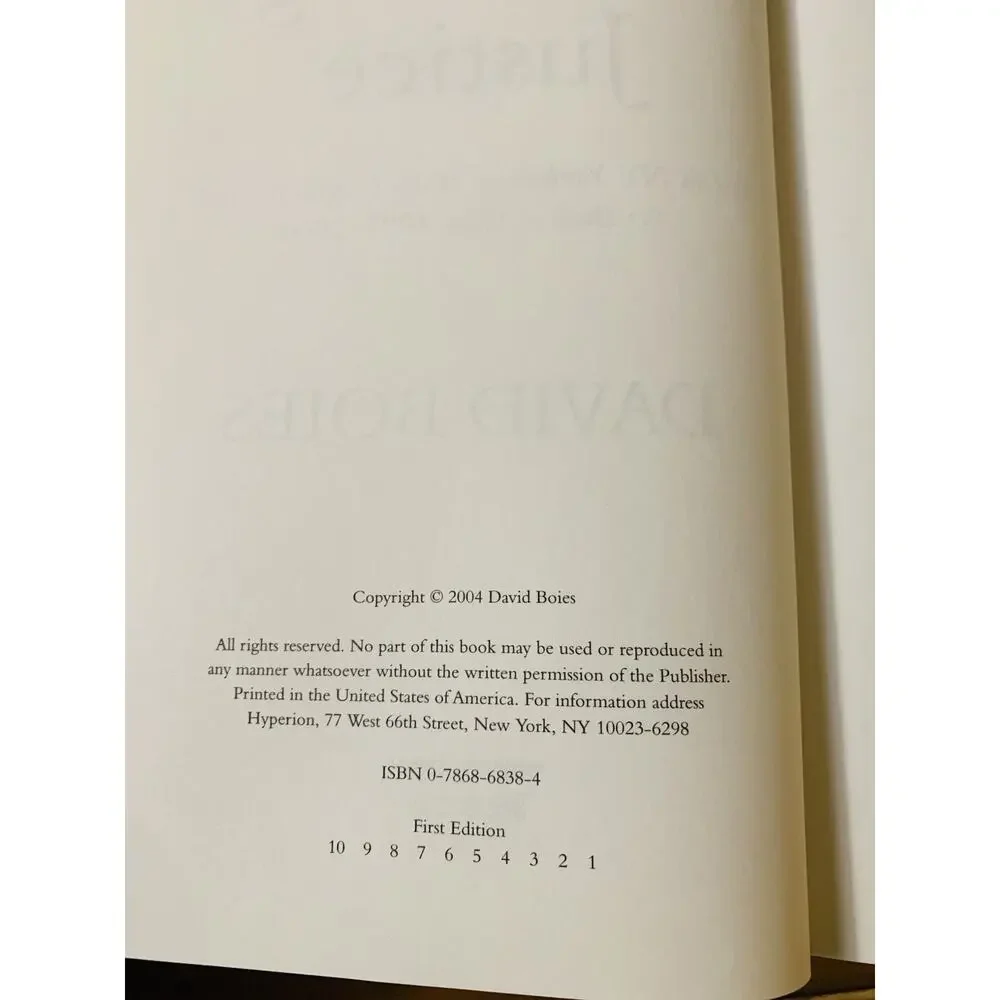Courting Justice; Hardcover David Boies 2004 First Edition